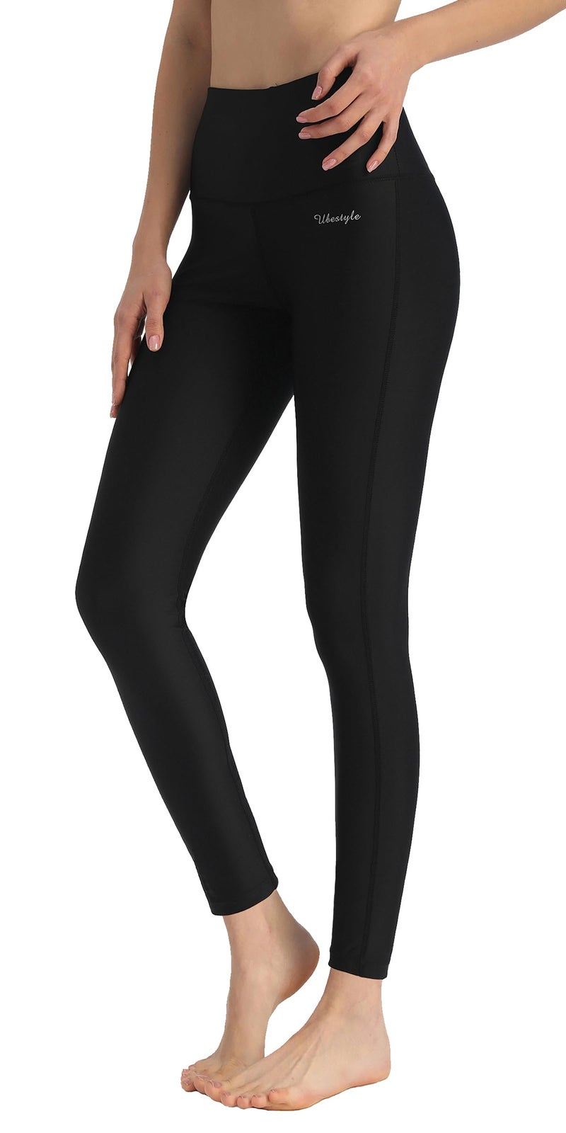 Ubestyle UPF 50+ High Waist Women's Swim Pants Swim Leggings Swimming Tights Rash Guard Pants Sun Protective (UBT3001BLACKL) - Image 1